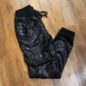 Guess jet Black Sequin Jogger Pants size small